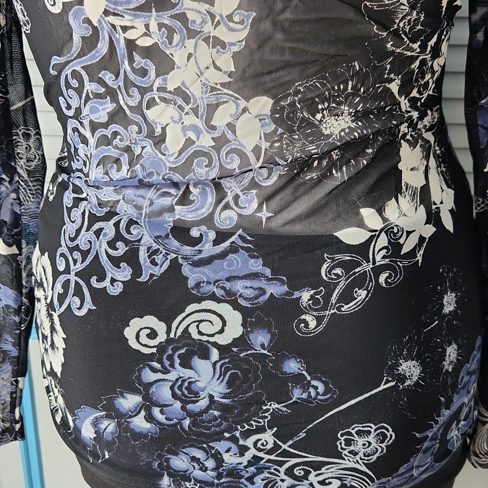 Johnny Was Jade Sheer Floral Print Top - Picture 11 of 13